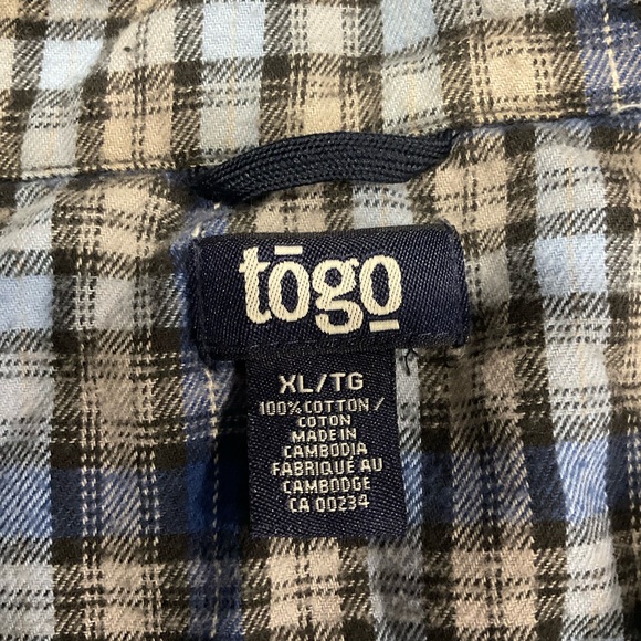 TOGO Mens Button Up Collared Pajama Shirt Size XL - Picture 6 of 6